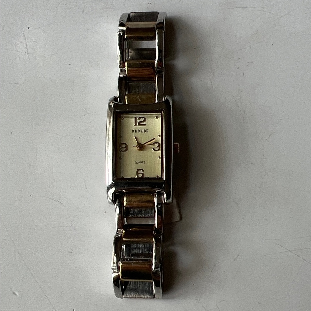 Decade Two-Tone Rectangular Bracelet Watch - Silver & Gold